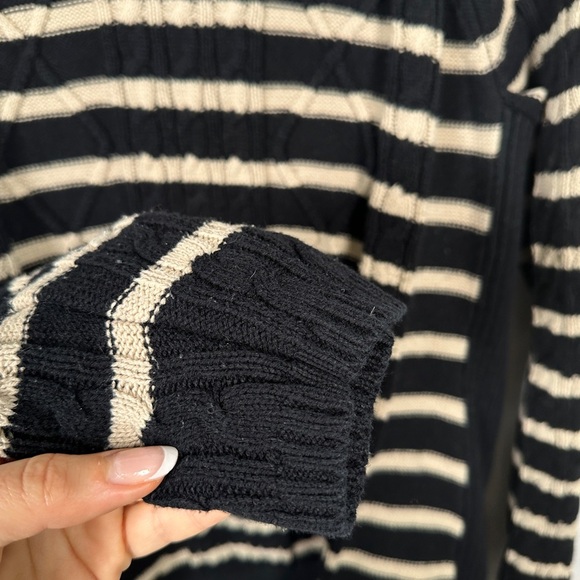 Croft & Barrow cozy striped funnel neck pullover cable knit sweater XXL - Picture 6 of 13